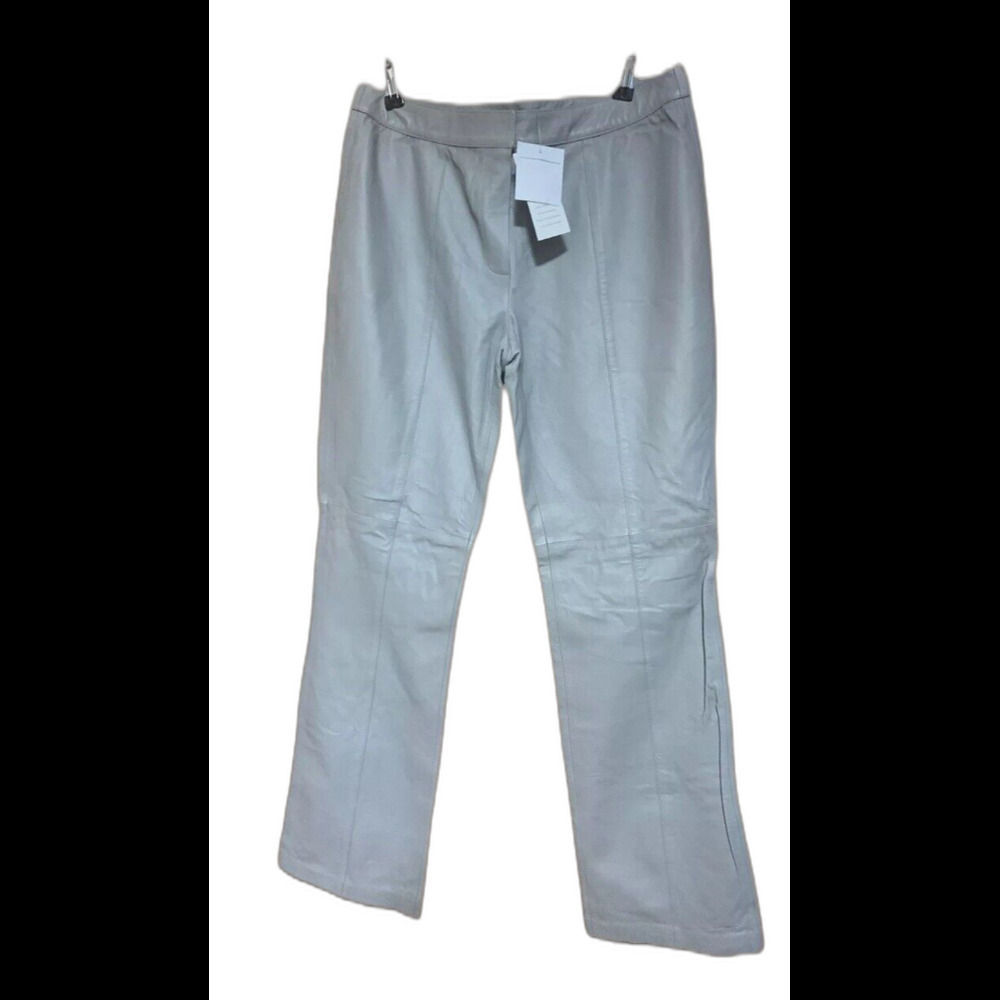 SHAPE FX 100% Leather Straight Leg Pants built in shape-wear Grey